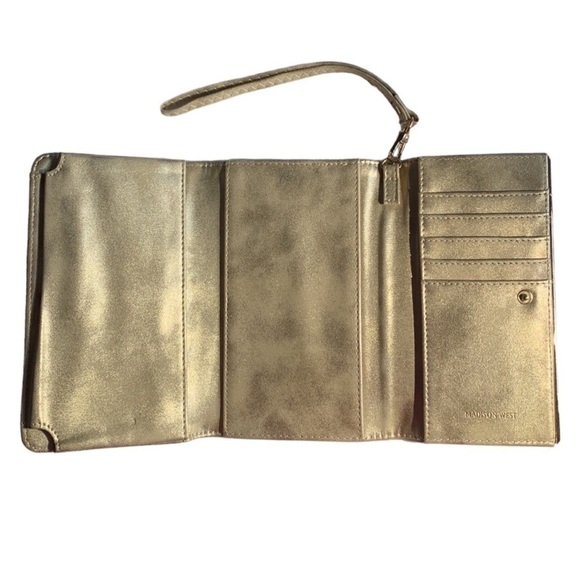 Madison West Marbled Gold Tone Clutch Cell Phone Case Wallet Wristlet - Picture 3 of 8